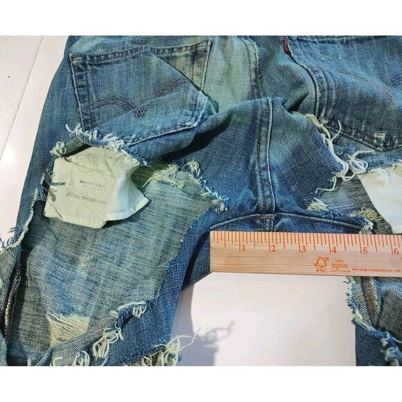 Denim Chaps Style 501 Levi Custom Cut Biker Jeans Distressed Custom VTG Hippie - Picture 10 of 11